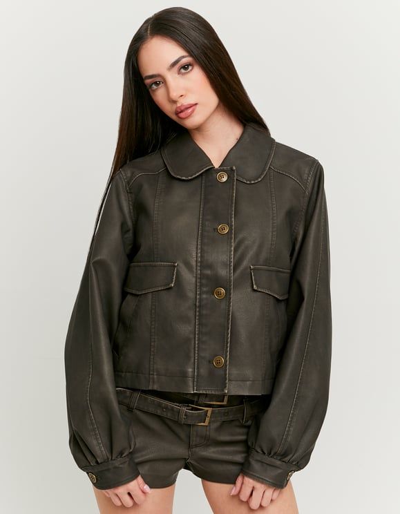Women Woven Jacket With Pu Coating