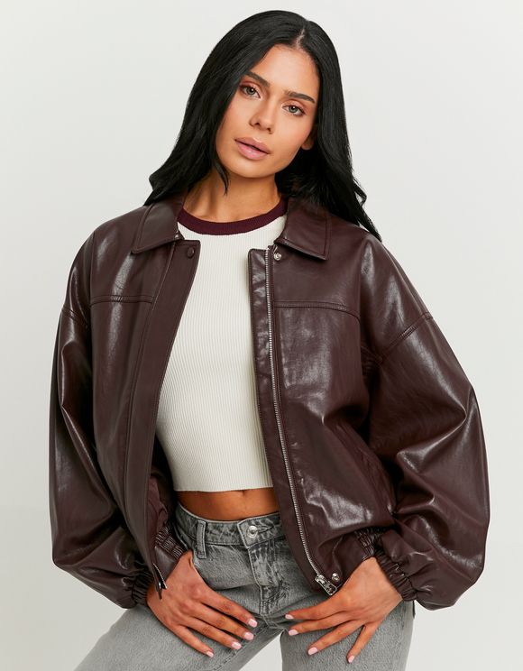 Women Woven Jacket With Pu Coating