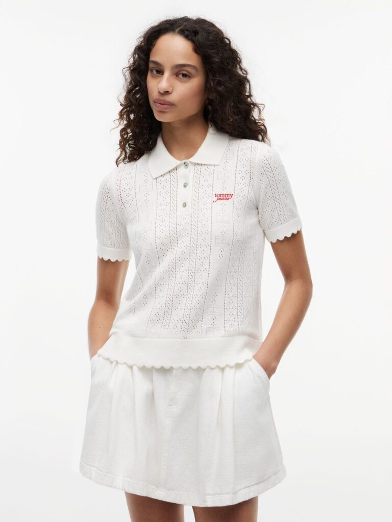 TJW POINTELLE POLO SWEATER