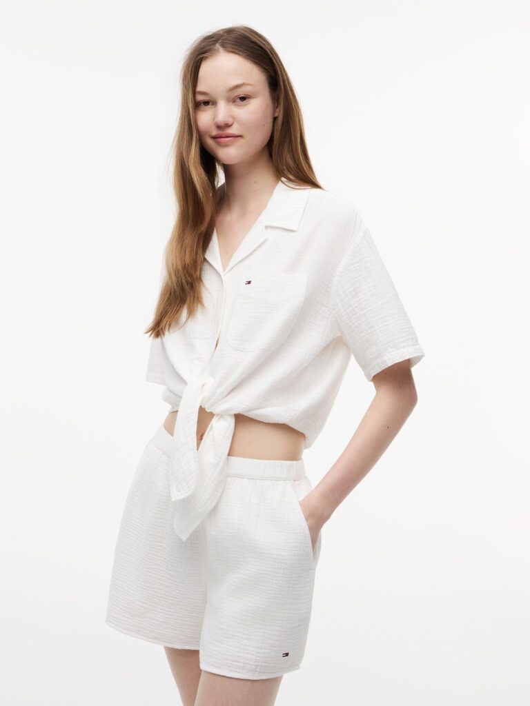 TJW TEXTURED TIE FRONT SS SHIRT