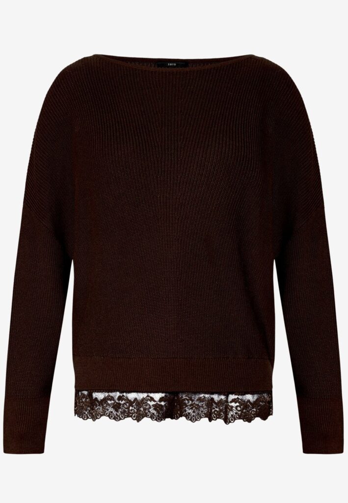 Strickpullover mit Spitzenkante