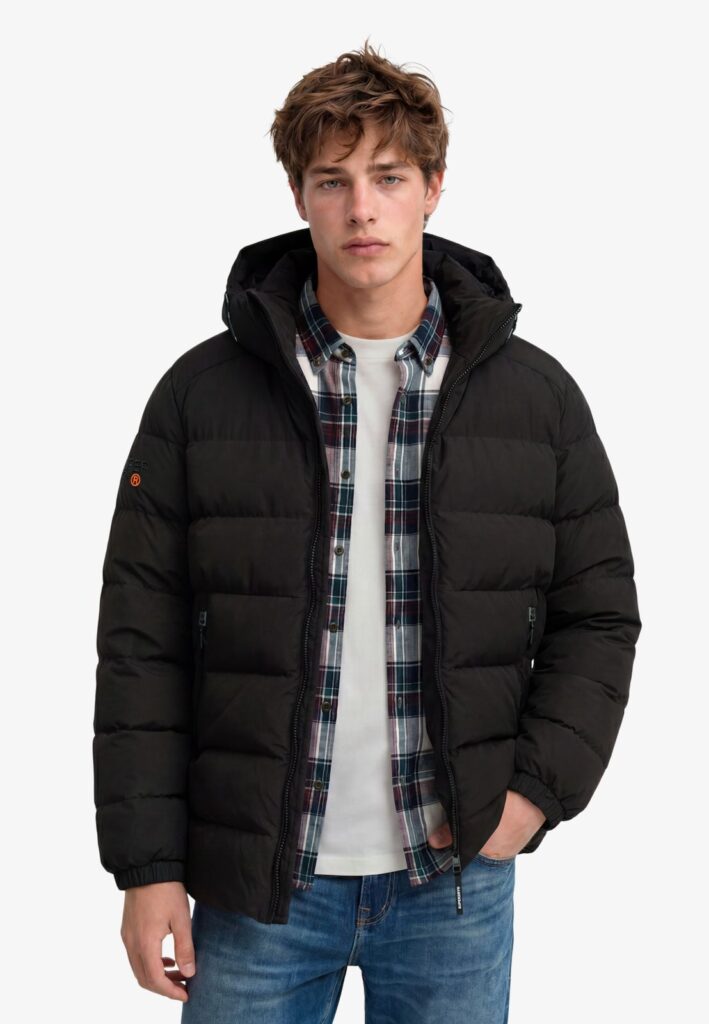 Kapuzen-Sportpufferjacke